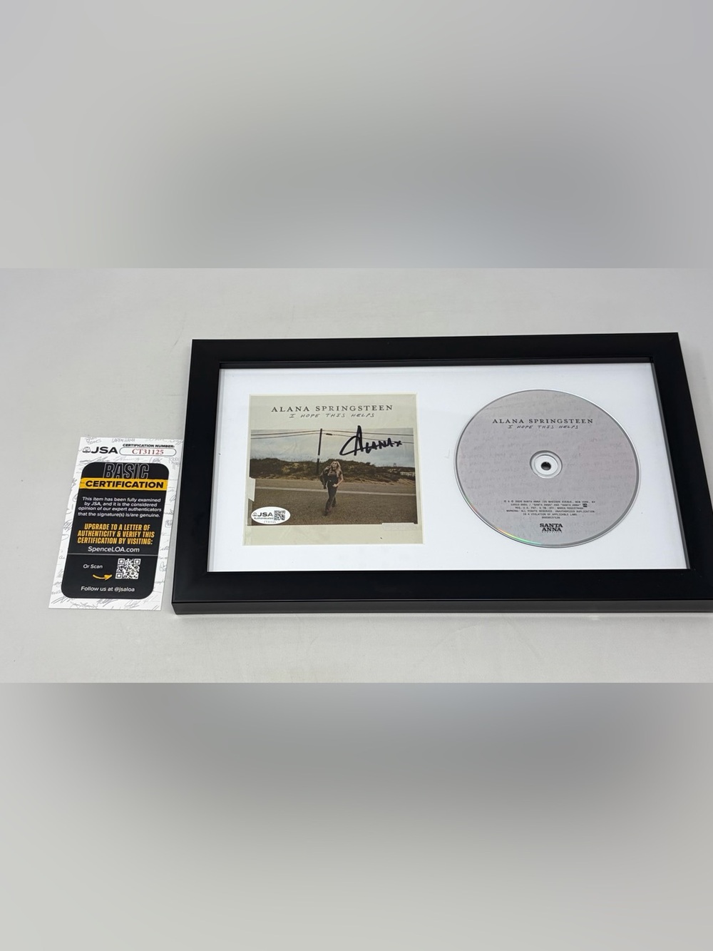 Alana Springsteen signed I Hope This Helps CD Cover Framed JSA COA